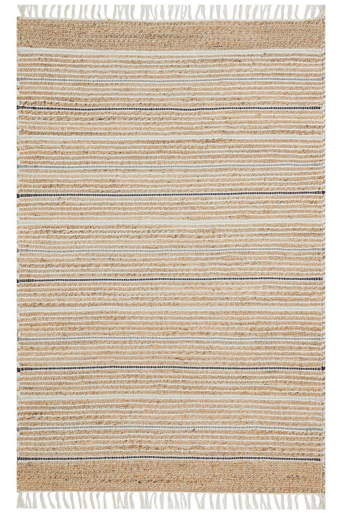 Juno Jüt Ech 05 Natural Multy Flatweave El Dokuma Naturel Jüt Hasır Halı - HALI VAGONU
