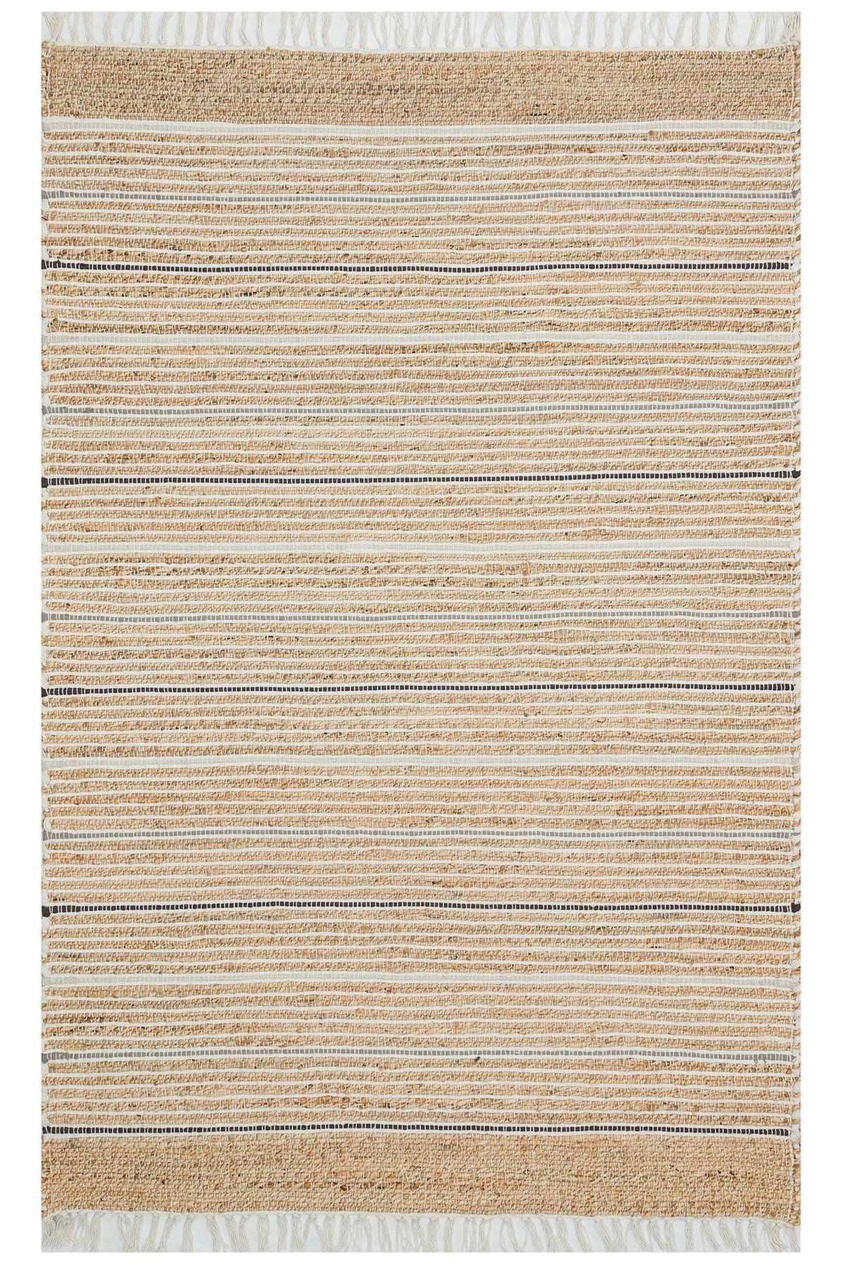 Juno Jüt Ech 05 Natural Multy Flatweave El Dokuma Naturel Jüt Hasır Halı - HALI VAGONU