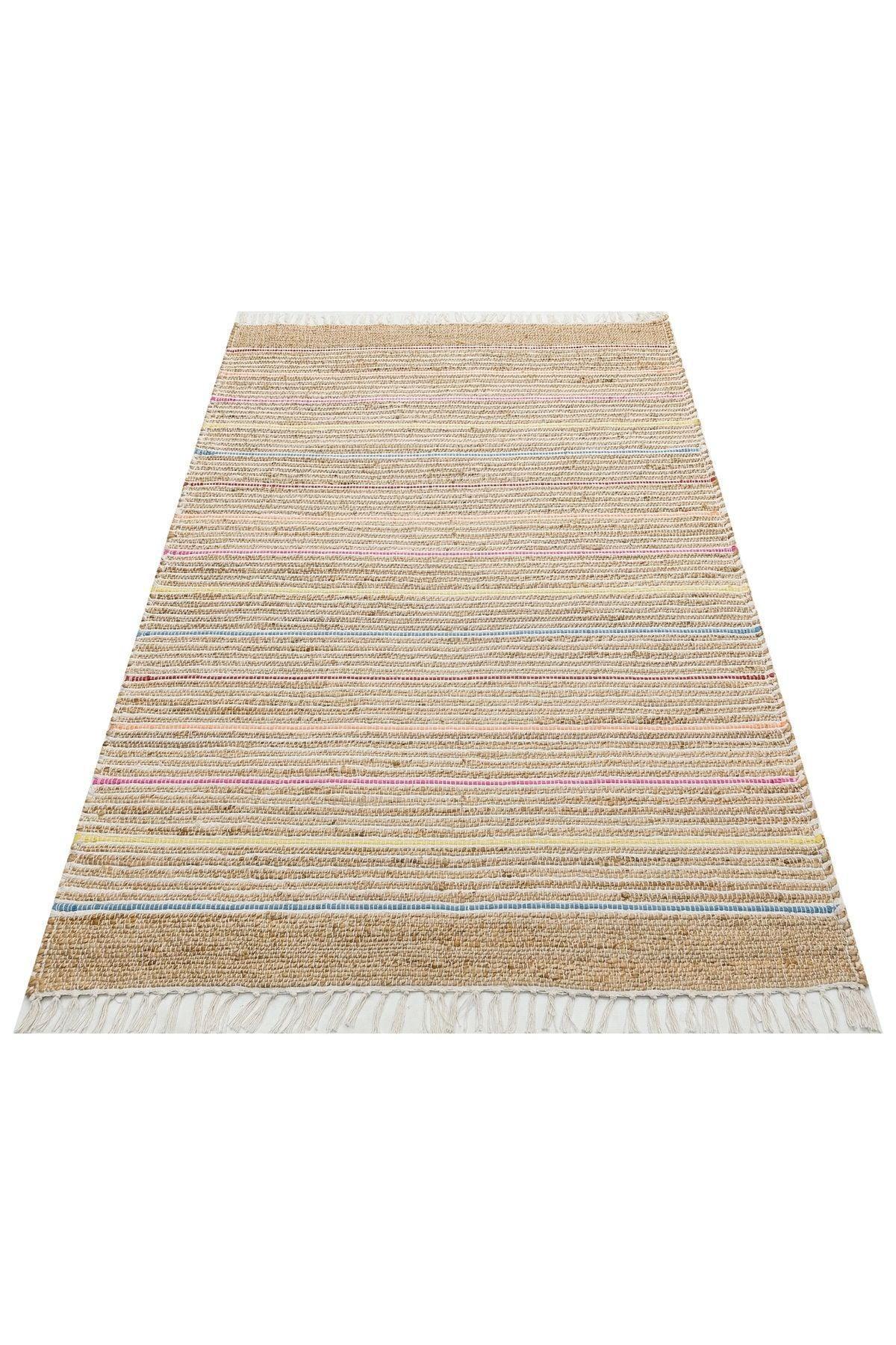 Juno Jüt Ech 05 Natural Multy Flatweave El Dokuma Naturel Jüt Hasır Halı - HALI VAGONU