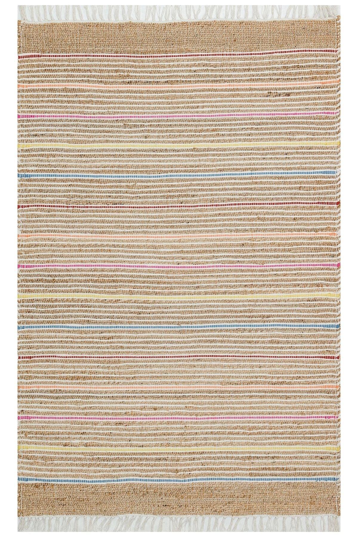 Juno Jüt Ech 05 Natural Multy Flatweave El Dokuma Naturel Jüt Hasır Halı - HALI VAGONU