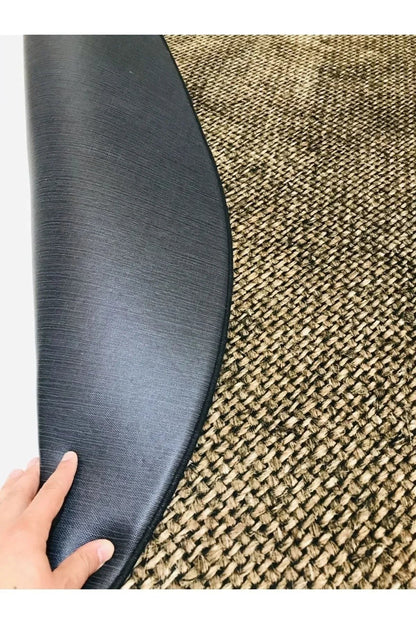 JUTE03 Hasır Sisal Jüt Desenli Dijital Baskılı Yuvarlak Halı - HALI VAGONU