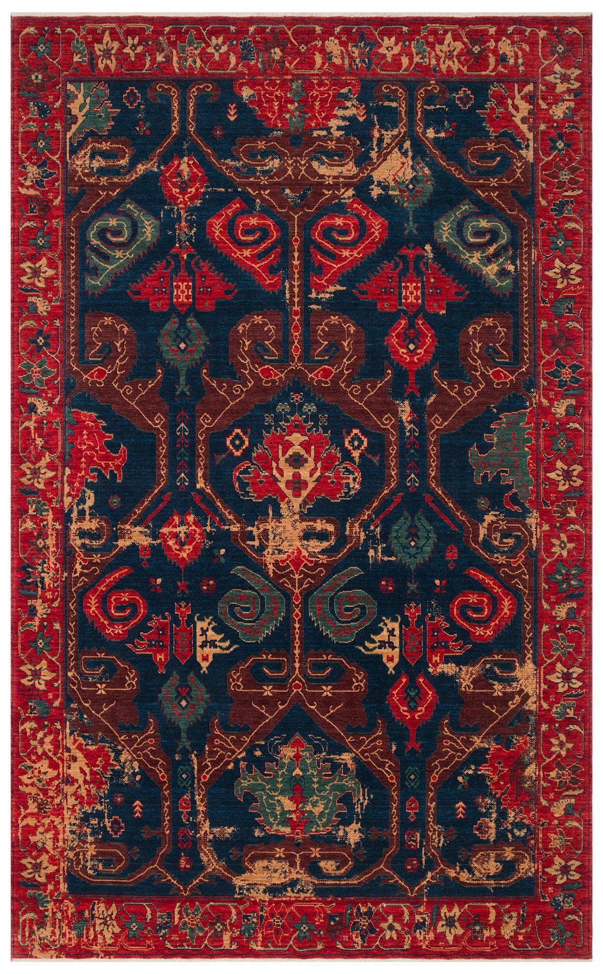 Kadim KDM 05 Red Vintage Anadolu Motiflerine Sahip Yeni Zellanda Yünü ile Üretilen El Emeği Yüksek Kara Tezgah Halısı - HALI VAGONU