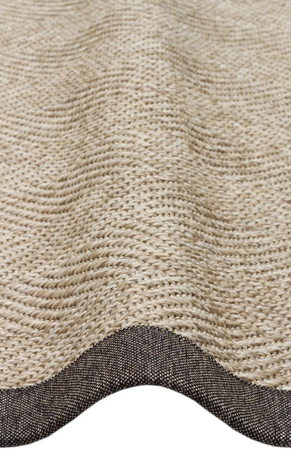 Kahve Kırçıllı Kumaş Bordürlü Balık Sırtı Desenli Bej Sisal Halı - El Yapımı, Dayanıklı, Modern Tasarım - ZHR_2704_L.Beige_BRD_Dark_Mix - HALI VAGONU