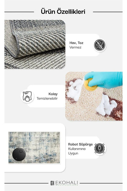 KALAHARİ KLH 01 GREY BEIGE Özel Dokuma Tekniği Ile Üretilen Modern Sade Desenli Makine Halısı - HALI VAGONU