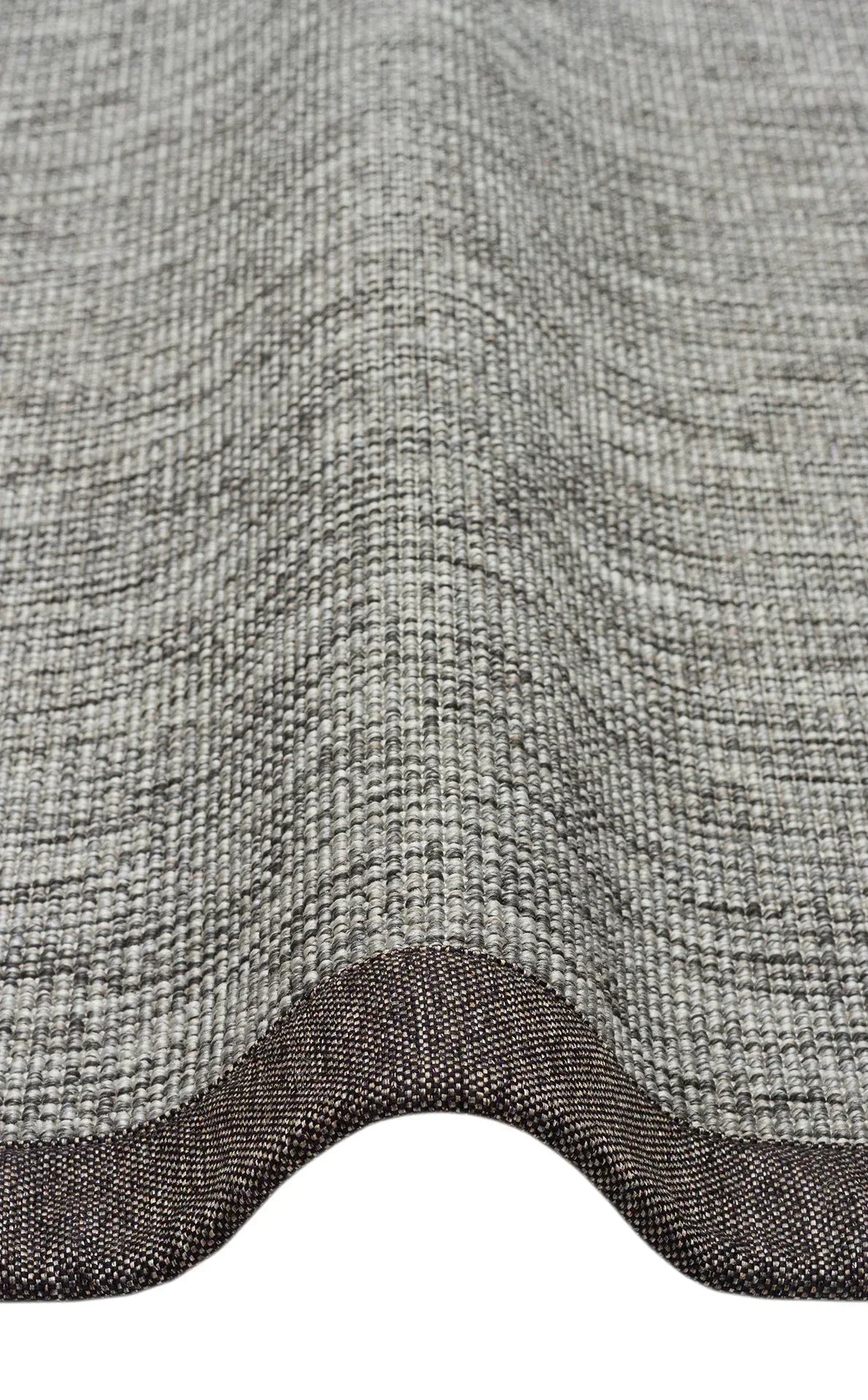 Kırçıllı Gri Kumaş Bordürlü Sisal Halı - El Yapımı, Dayanıklı, Modern Tasarım - ZHR_2705_Grey_BRD_Dark_Mix - HALI VAGONU