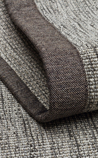 Kırçıllı Gri Kumaş Bordürlü Sisal Halı - El Yapımı, Dayanıklı, Modern Tasarım - ZHR_2705_Grey_BRD_Dark_Mix - HALI VAGONU