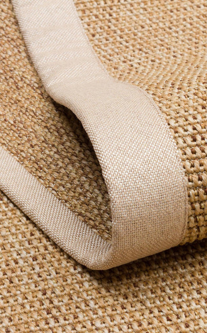 Krem Kumaş Bordürlü Bej Gold Sisal Halı - El Yapımı, Dayanıklı, Modern Tasarım - ZHR_2702_Gold_BRD_Beige - HALI VAGONU