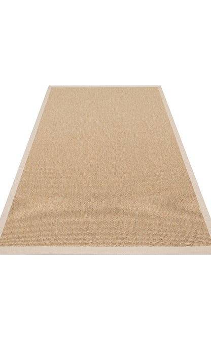 Krem Kumaş Bordürlü Bej Gold Sisal Halı - El Yapımı, Dayanıklı, Modern Tasarım - ZHR_2702_Gold_BRD_Beige - HALI VAGONU