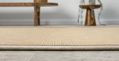 Krem Terracotta Çift Renk Kumaş Bordürlü Sisal Halı - El Yapımı, Dayanıklı, Modern Tasarım - HVHB12 - HALI VAGONU