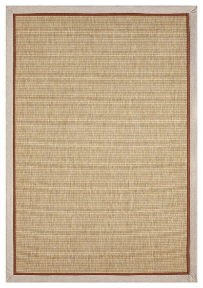 Krem Terracotta Çift Renk Kumaş Bordürlü Sisal Halı - El Yapımı, Dayanıklı, Modern Tasarım - HVHB12 - HALI VAGONU