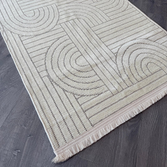 Lifos LFS03 Krem Yumuşak Dokulu Makinede Yıkanabilir Kaymaz Tabanlı Halı - HALI VAGONU