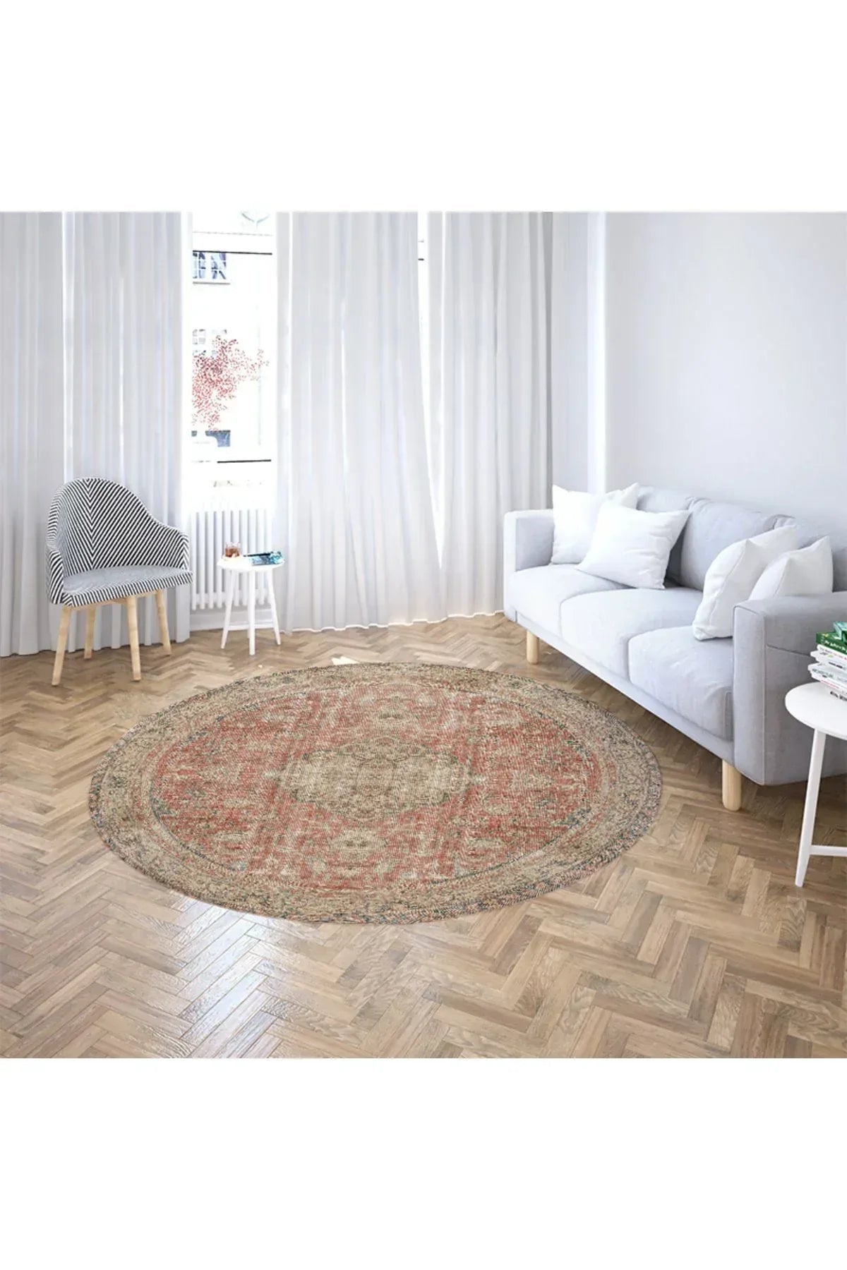 mars halı doğal tonlarında Patchwork temalı dekoratif Kilim Salon Halısı Saçaklı Yıkanabilen Halı - HALI VAGONU