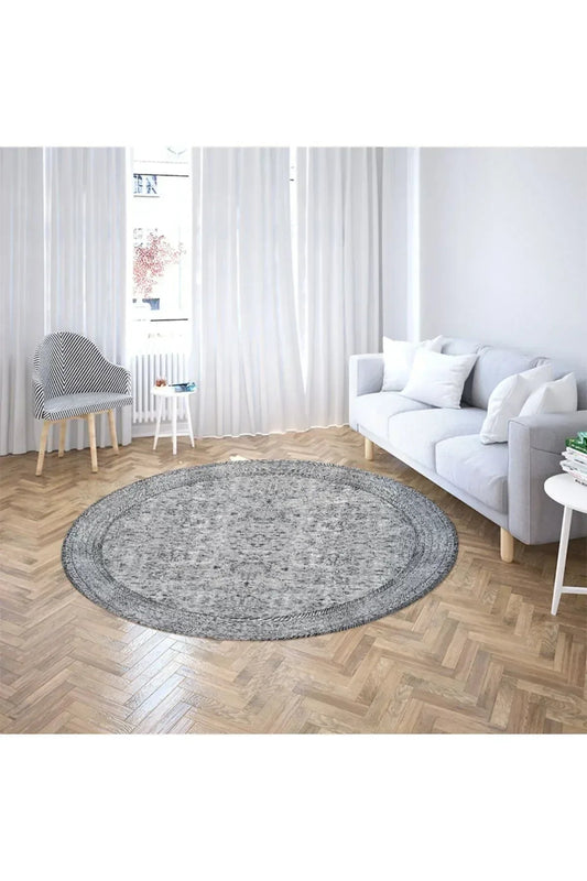 mars halı gri tonlarında Patchwork temalı dekoratif Kilim Salon Halısı Saçaklı Yıkanabilen Halı - HALI VAGONU