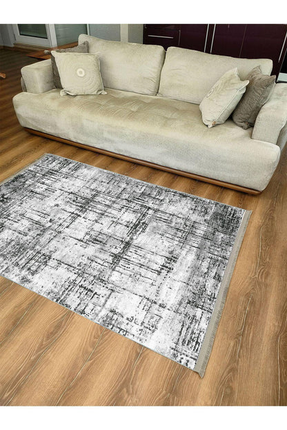 mars halı gri Tonunda dekoratif kilim Salon Halısı Peluş Halı Saçaklı Yıkanabilen Halı - HALI VAGONU