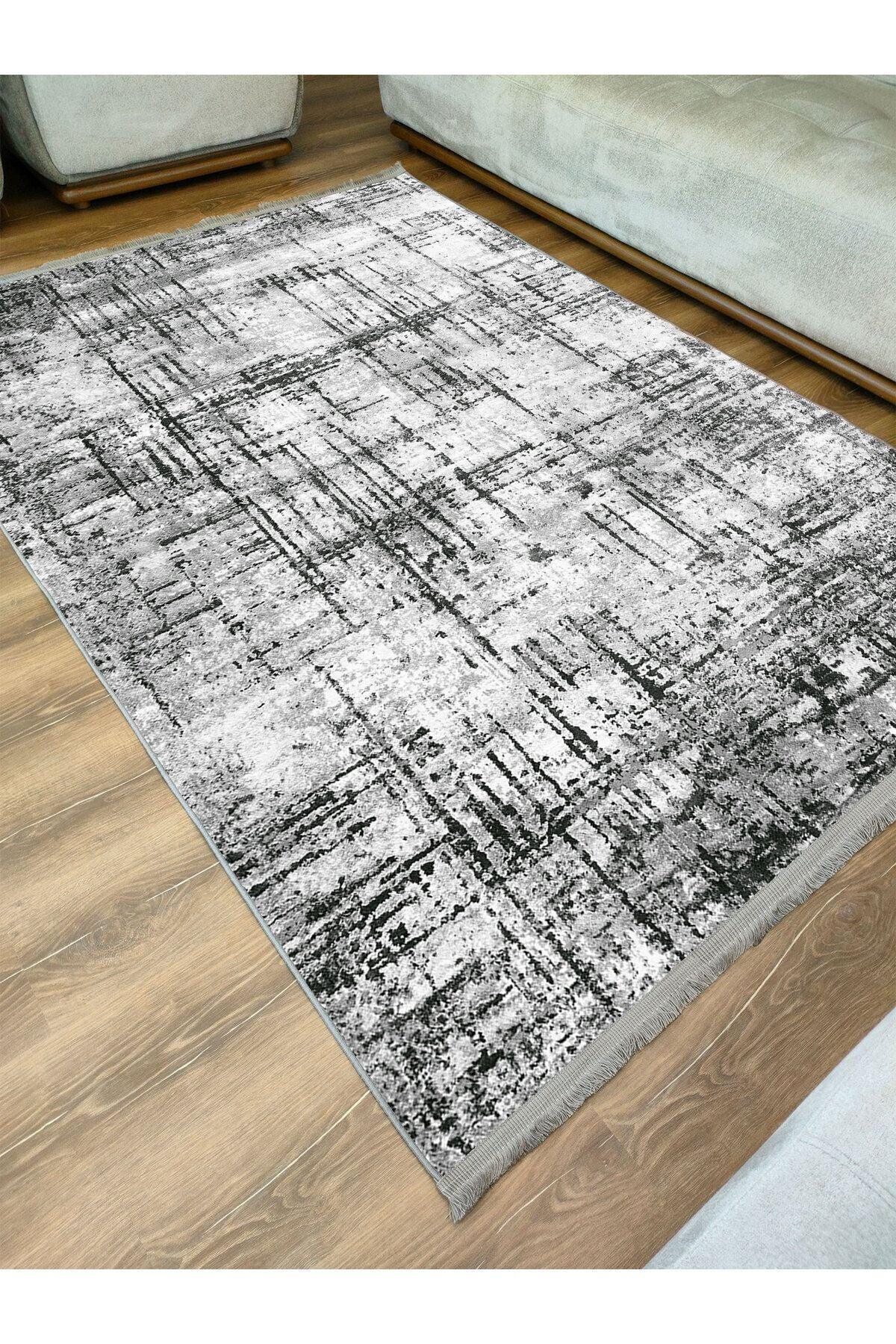 mars halı gri Tonunda dekoratif kilim Salon Halısı Peluş Halı Saçaklı Yıkanabilen Halı - HALI VAGONU