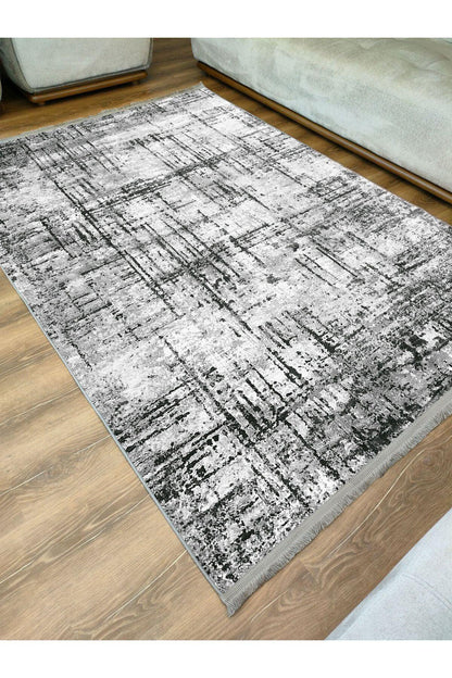 mars halı gri Tonunda dekoratif kilim Salon Halısı Peluş Halı Saçaklı Yıkanabilen Halı - HALI VAGONU