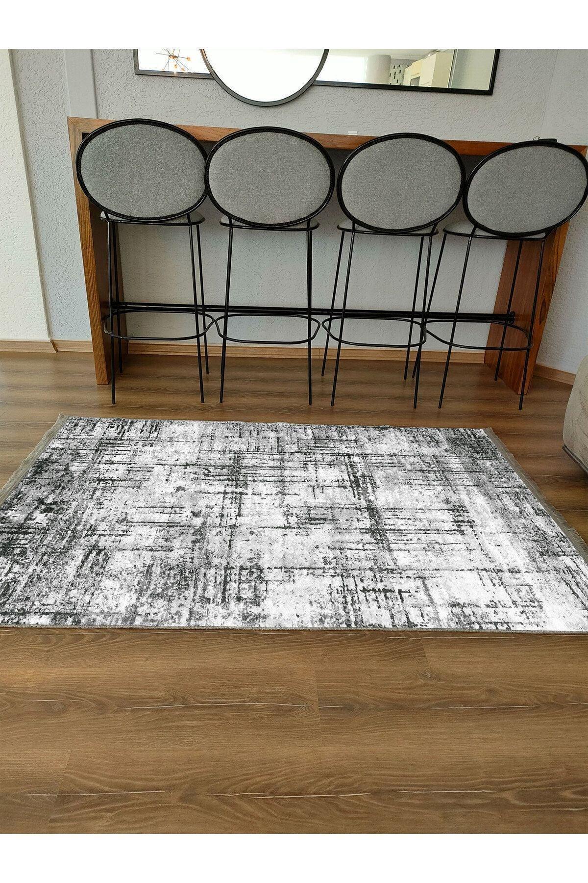 mars halı gri Tonunda dekoratif kilim Salon Halısı Peluş Halı Saçaklı Yıkanabilen Halı - HALI VAGONU