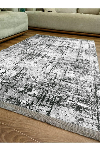 mars halı gri Tonunda dekoratif kilim Salon Halısı Peluş Halı Saçaklı Yıkanabilen Halı - HALI VAGONU