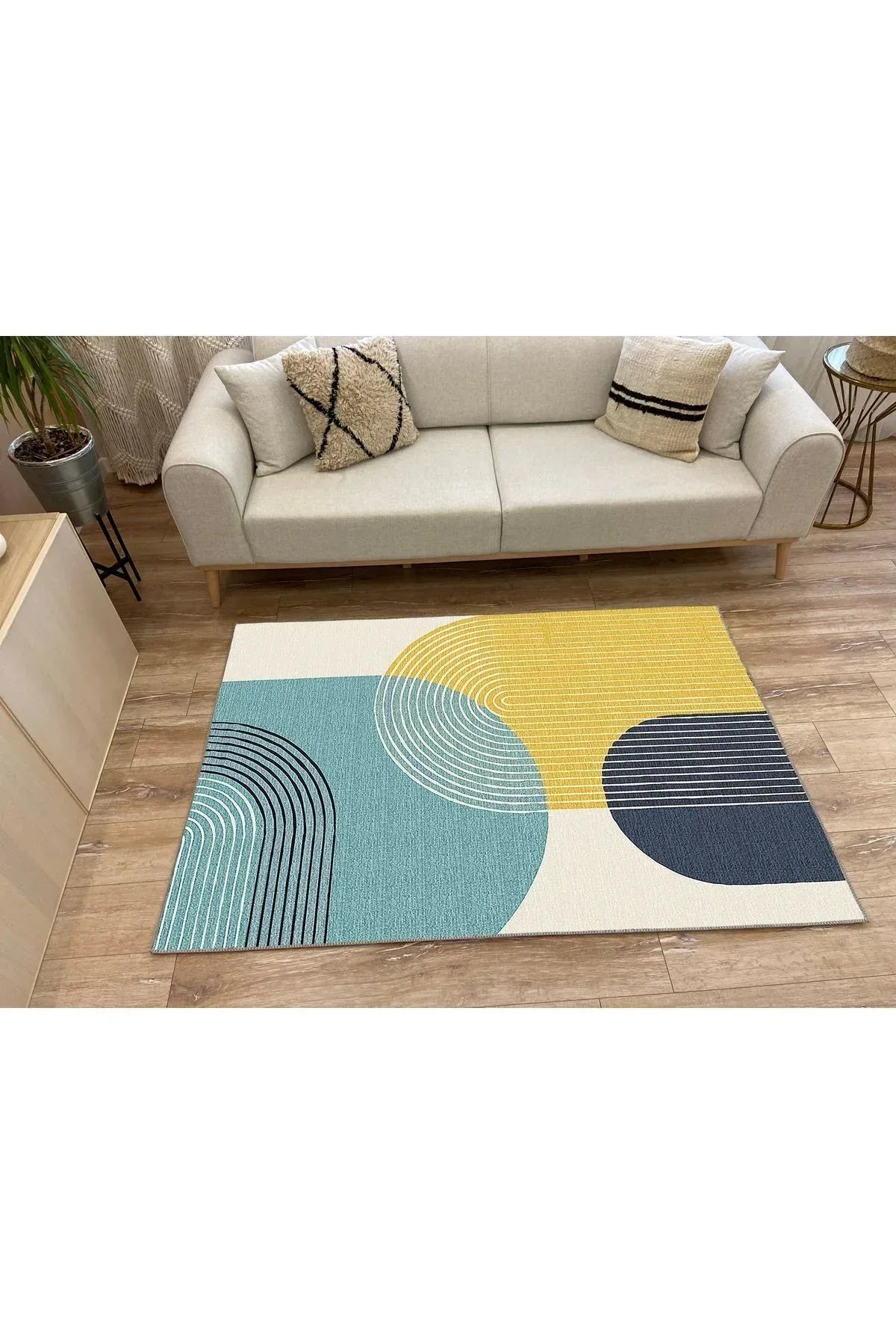 Modern Stil soyut halı kilim bej halı iskandinav halı salon halısı peluş halı Yıkanabilen Halı - HALI VAGONU