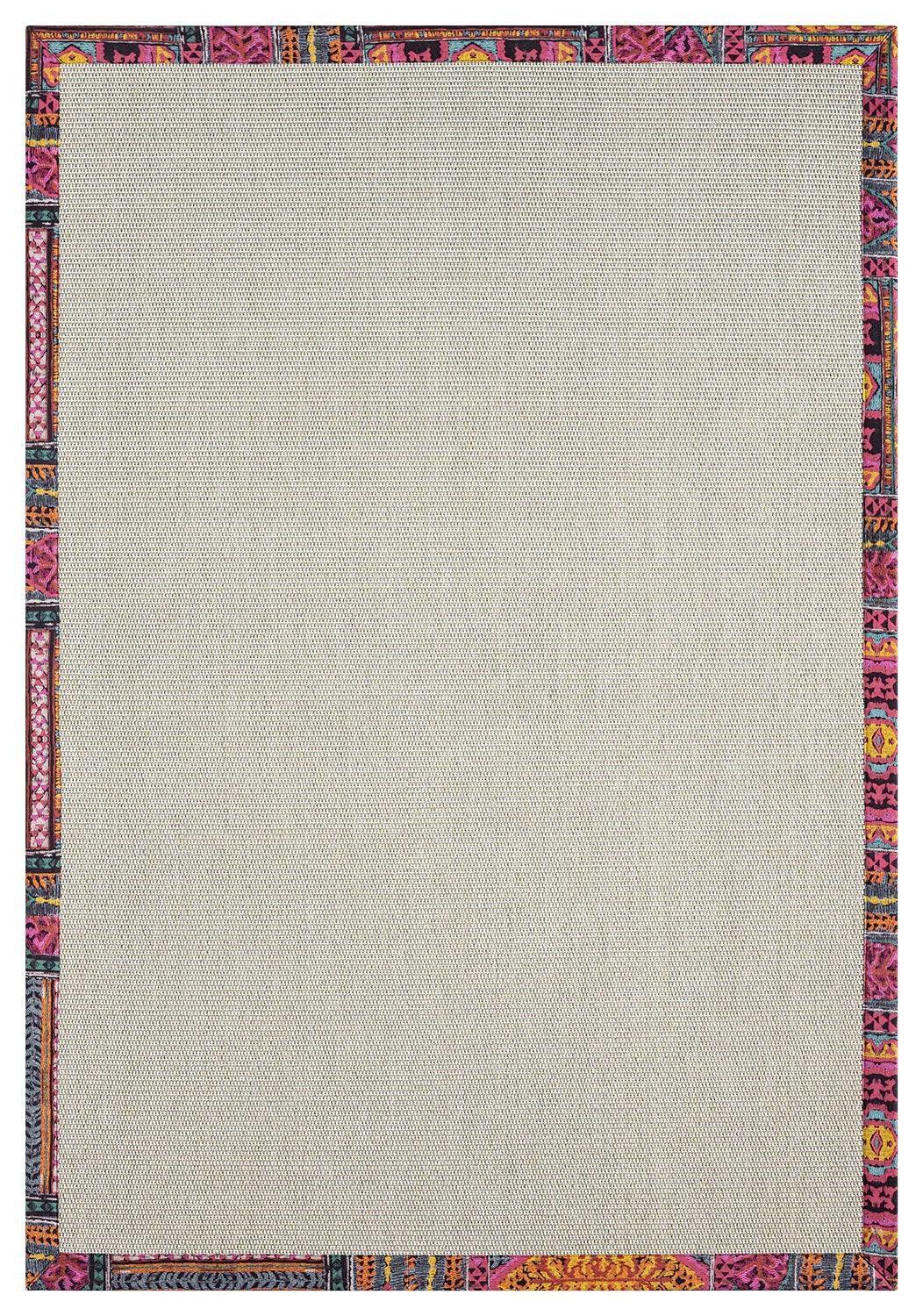 Multicolor Kumaş Bordürlü Sisal Halı, El Yapımı, Özel Ölçü ve Renkli Seçenekler - Evcil Hayvan Dostu - HVHB16 - HALI VAGONU