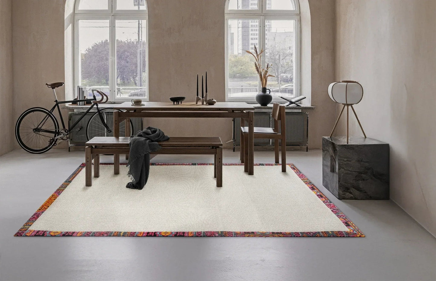 Multicolor Kumaş Bordürlü Sisal Halı, El Yapımı, Özel Ölçü ve Renkli Seçenekler - Evcil Hayvan Dostu - HVHB16 - HALI VAGONU