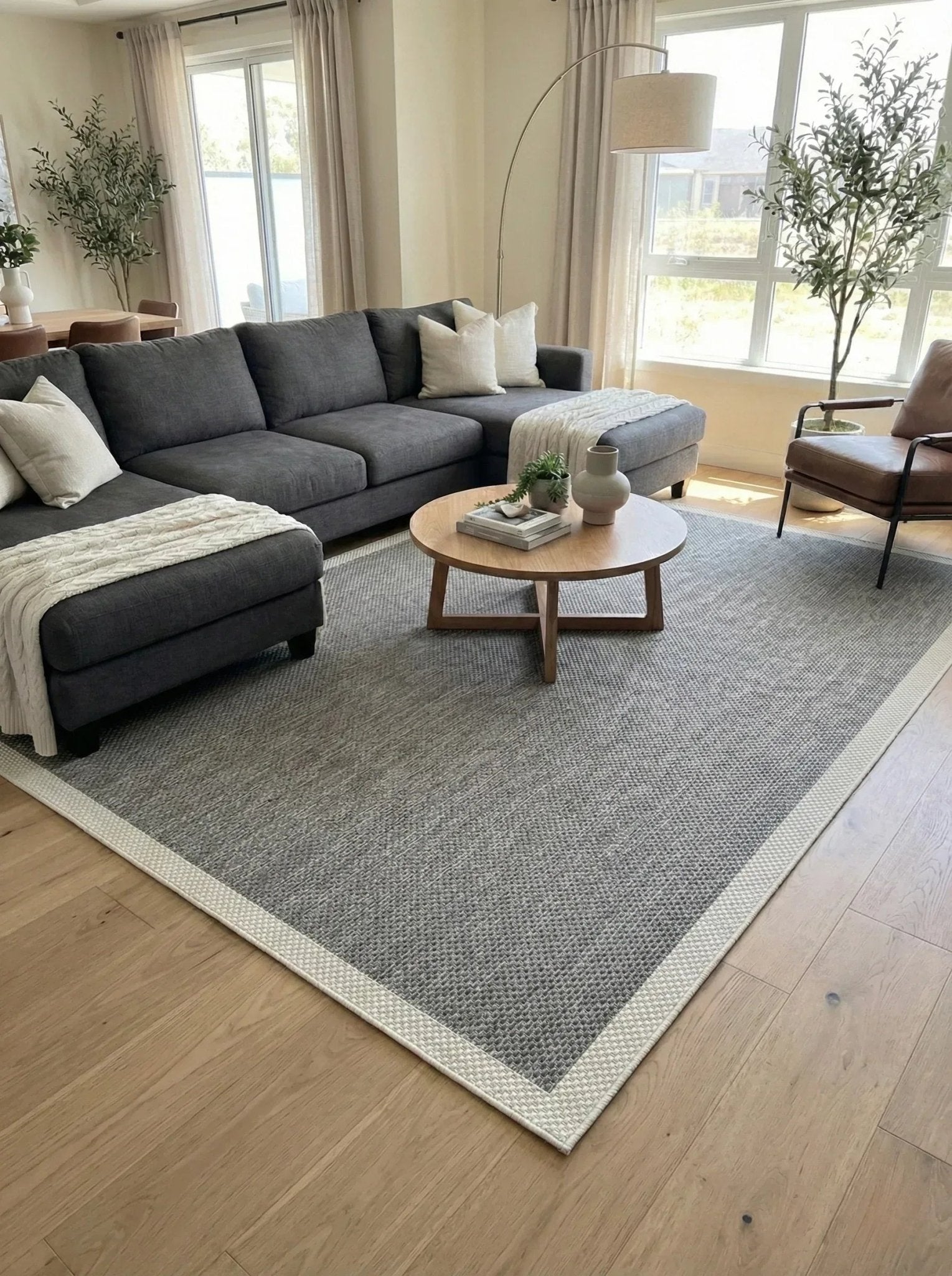 Natura Sisal NTR 06 Krem Antrasit Sisal Dokuma Halı - NTR 06 - HALI VAGONU