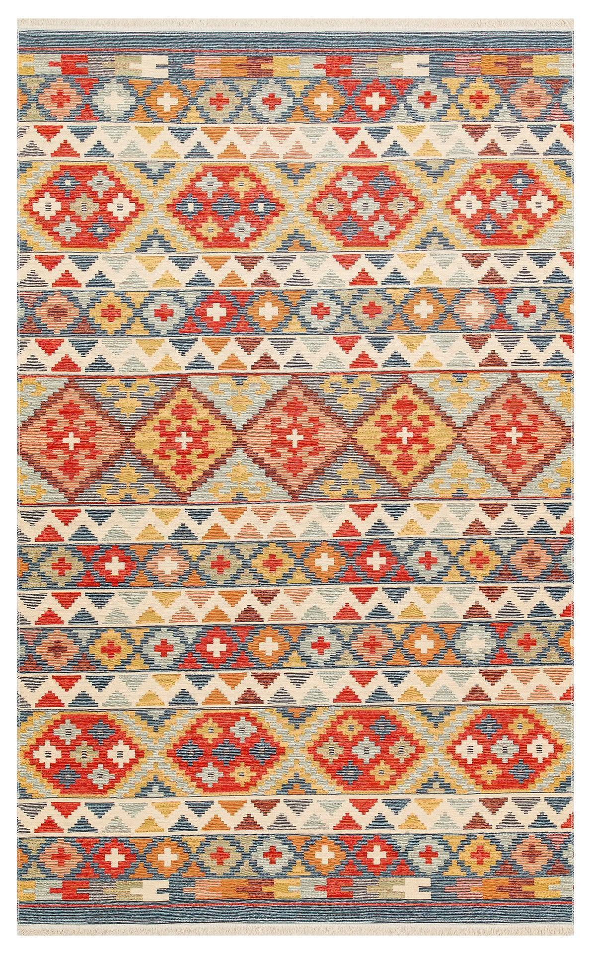 NOMAD 02 AQUA Yıkanabilir, Çift Taraflı Kullanıma Uygun Yumuşak Tuşeli Otantik Kilim - HALI VAGONU