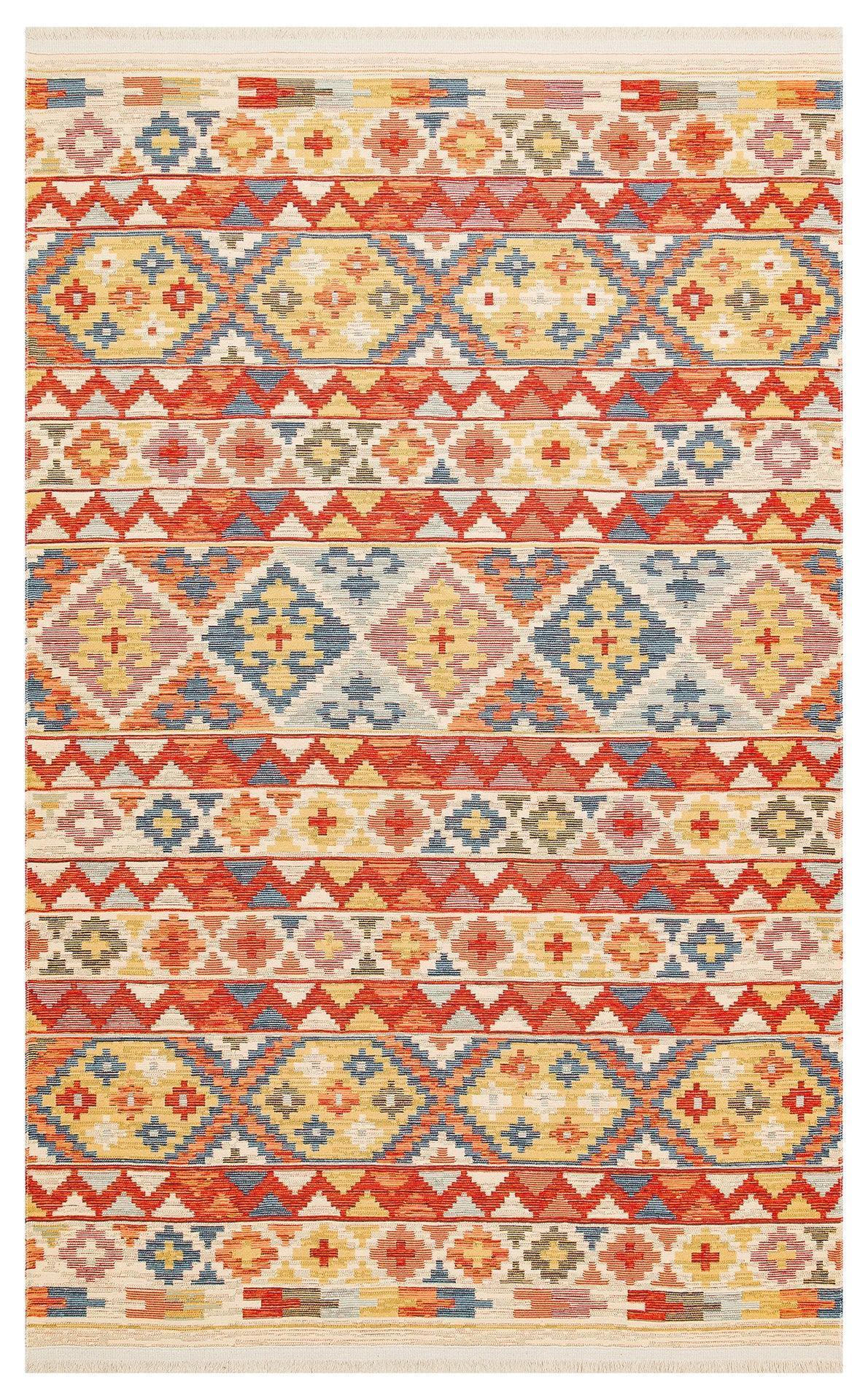 NOMAD 02 AQUA Yıkanabilir, Çift Taraflı Kullanıma Uygun Yumuşak Tuşeli Otantik Kilim - HALI VAGONU