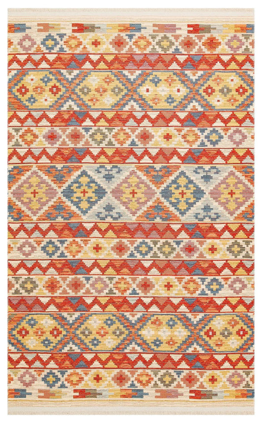 NOMAD 02 AQUA Yıkanabilir, Çift Taraflı Kullanıma Uygun Yumuşak Tuşeli Otantik Kilim - HALI VAGONU