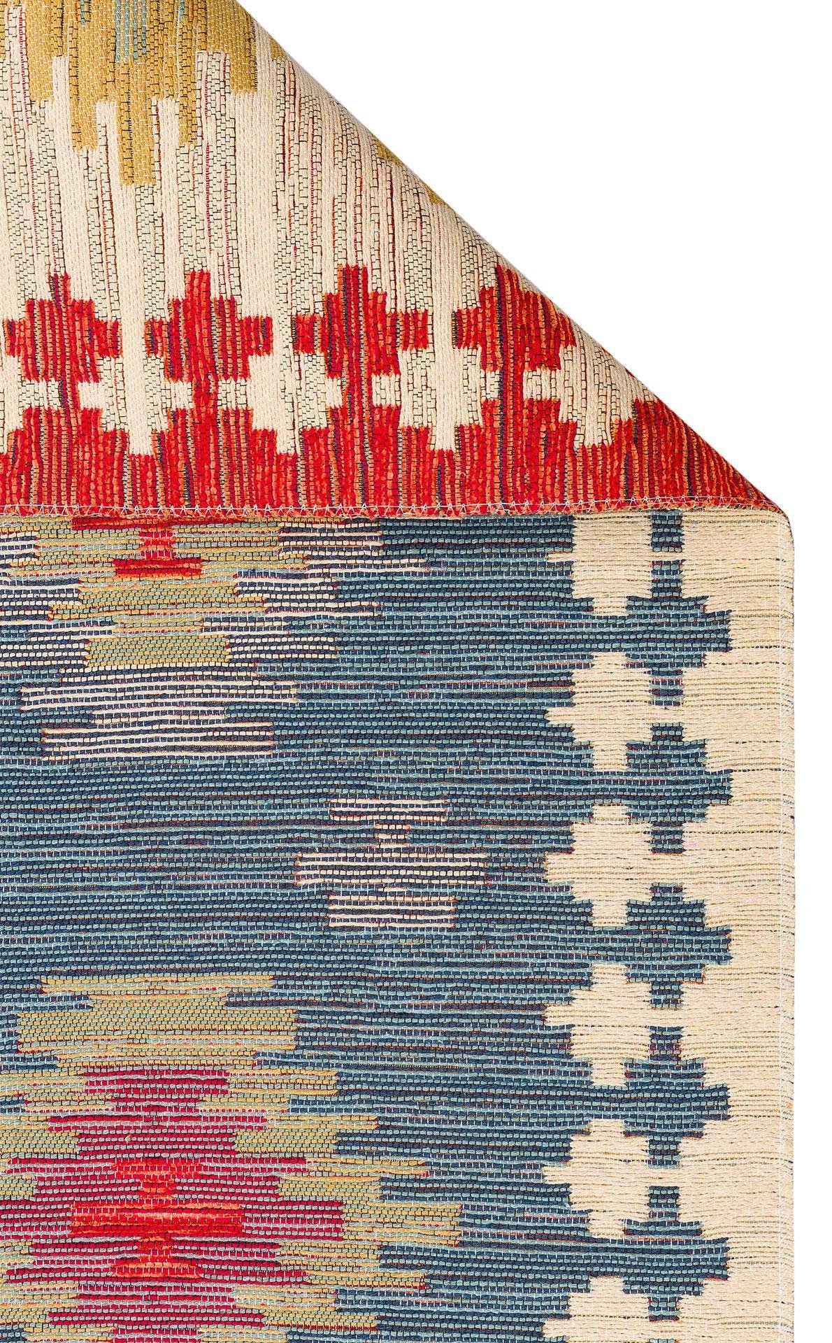 NOMAD 04 NAVY Yıkanabilir, Çift Taraflı Kullanıma Uygun Yumuşak Tuşeli Otantik Kilim - HALI VAGONU