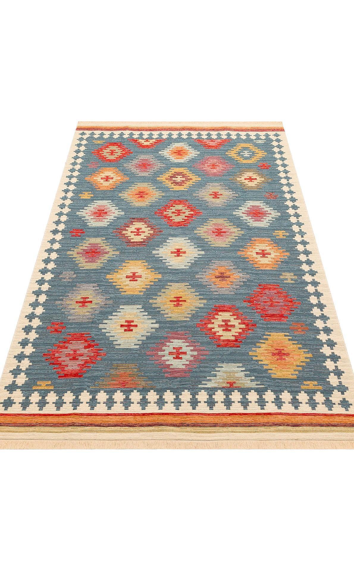 NOMAD 04 NAVY Yıkanabilir, Çift Taraflı Kullanıma Uygun Yumuşak Tuşeli Otantik Kilim - HALI VAGONU