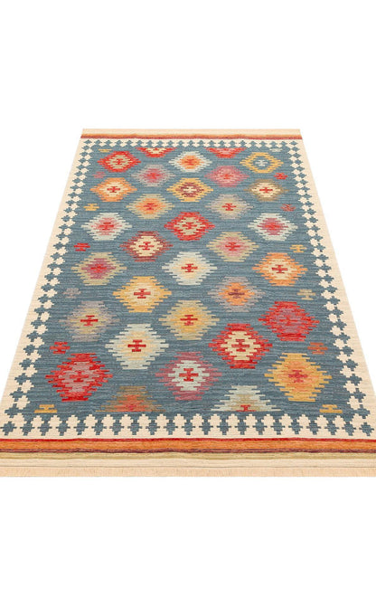 NOMAD 04 NAVY Yıkanabilir, Çift Taraflı Kullanıma Uygun Yumuşak Tuşeli Otantik Kilim - HALI VAGONU