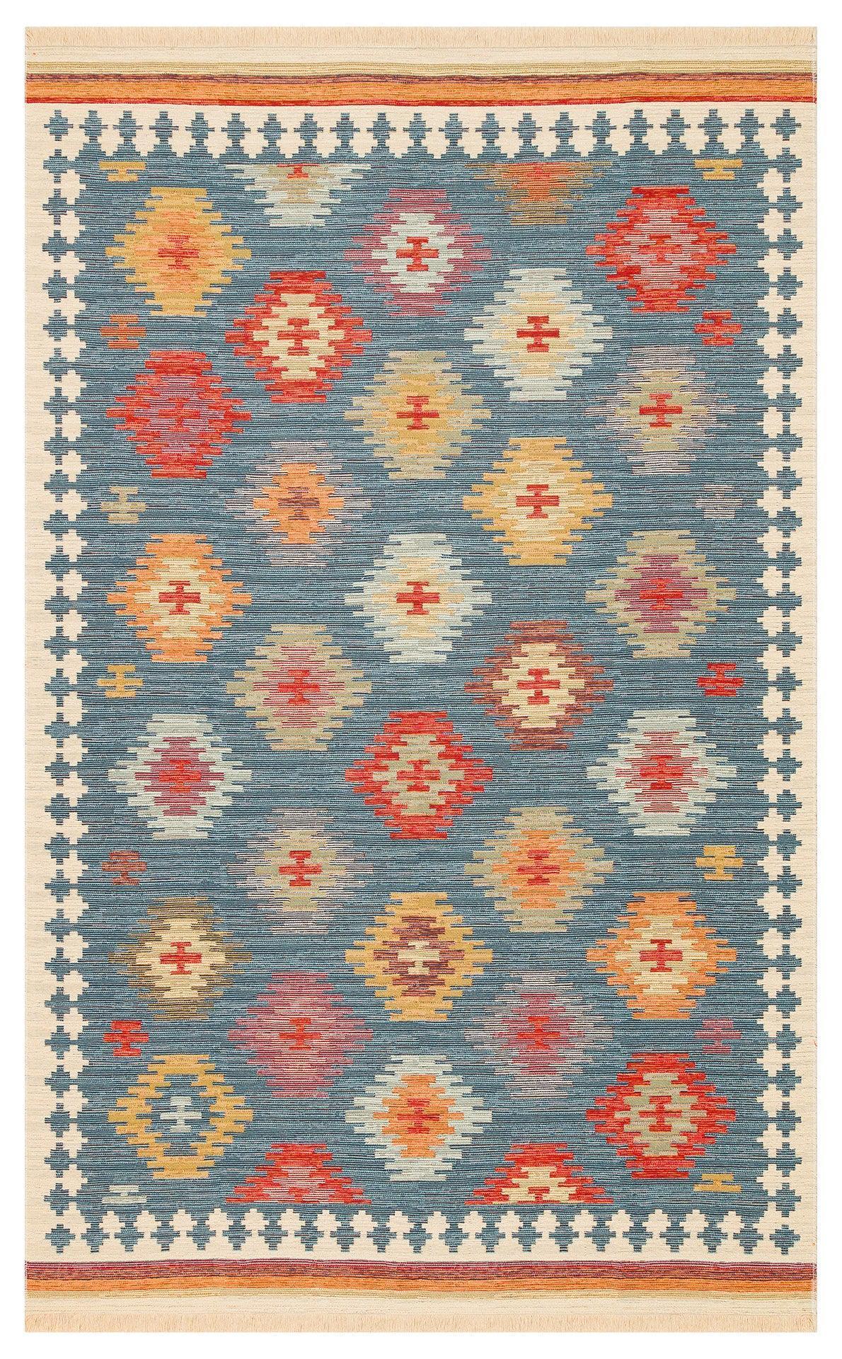 NOMAD 04 NAVY Yıkanabilir, Çift Taraflı Kullanıma Uygun Yumuşak Tuşeli Otantik Kilim - HALI VAGONU