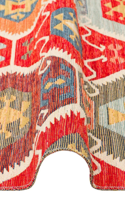 NOMAD 06 RED Yıkanabilir, Çift Taraflı Kullanıma Uygun Yumuşak Tuşeli Otantik Kilim - HALI VAGONU