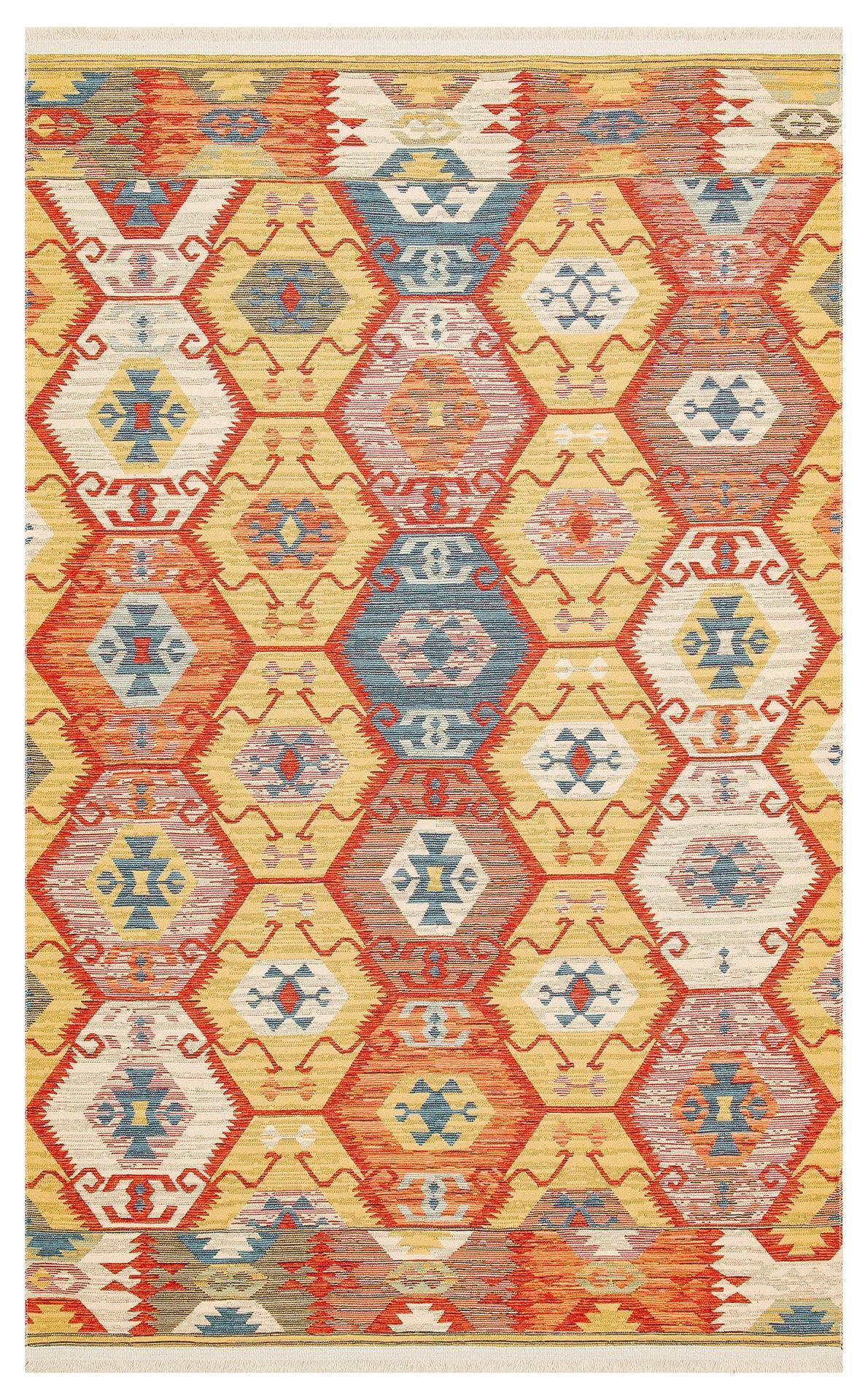 NOMAD 06 RED Yıkanabilir, Çift Taraflı Kullanıma Uygun Yumuşak Tuşeli Otantik Kilim - HALI VAGONU