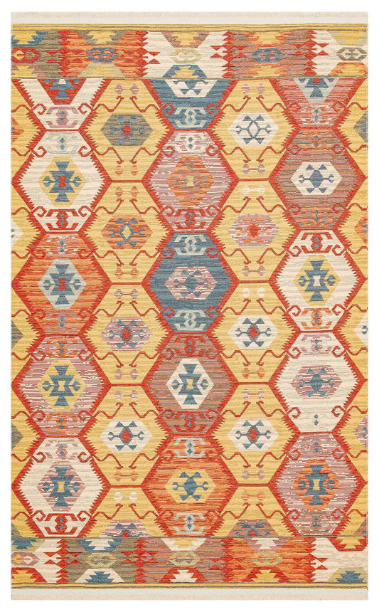 NOMAD 06 RED Yıkanabilir, Çift Taraflı Kullanıma Uygun Yumuşak Tuşeli Otantik Kilim - HALI VAGONU