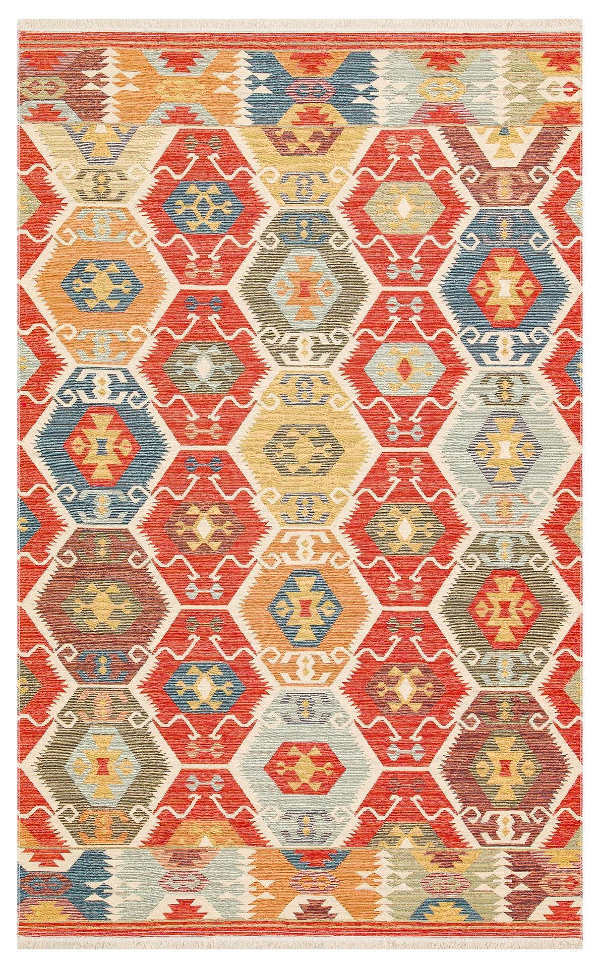 NOMAD 06 RED Yıkanabilir, Çift Taraflı Kullanıma Uygun Yumuşak Tuşeli Otantik Kilim - HALI VAGONU