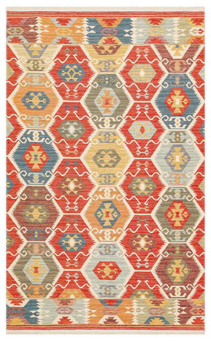 NOMAD 06 RED Yıkanabilir, Çift Taraflı Kullanıma Uygun Yumuşak Tuşeli Otantik Kilim - HALI VAGONU