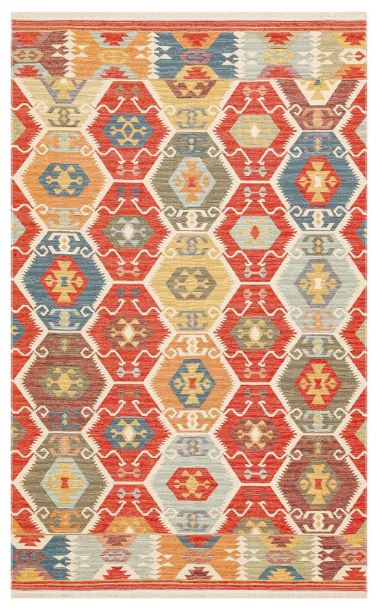 NOMAD 06 RED Yıkanabilir, Çift Taraflı Kullanıma Uygun Yumuşak Tuşeli Otantik Kilim - HALI VAGONU