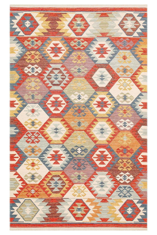 NOMAD NMD 01 MULTY Yıkanabilir, Çift Taraflı Kullanıma Uygun Yumuşak Tuşeli Otantik Kilim - HALI VAGONU