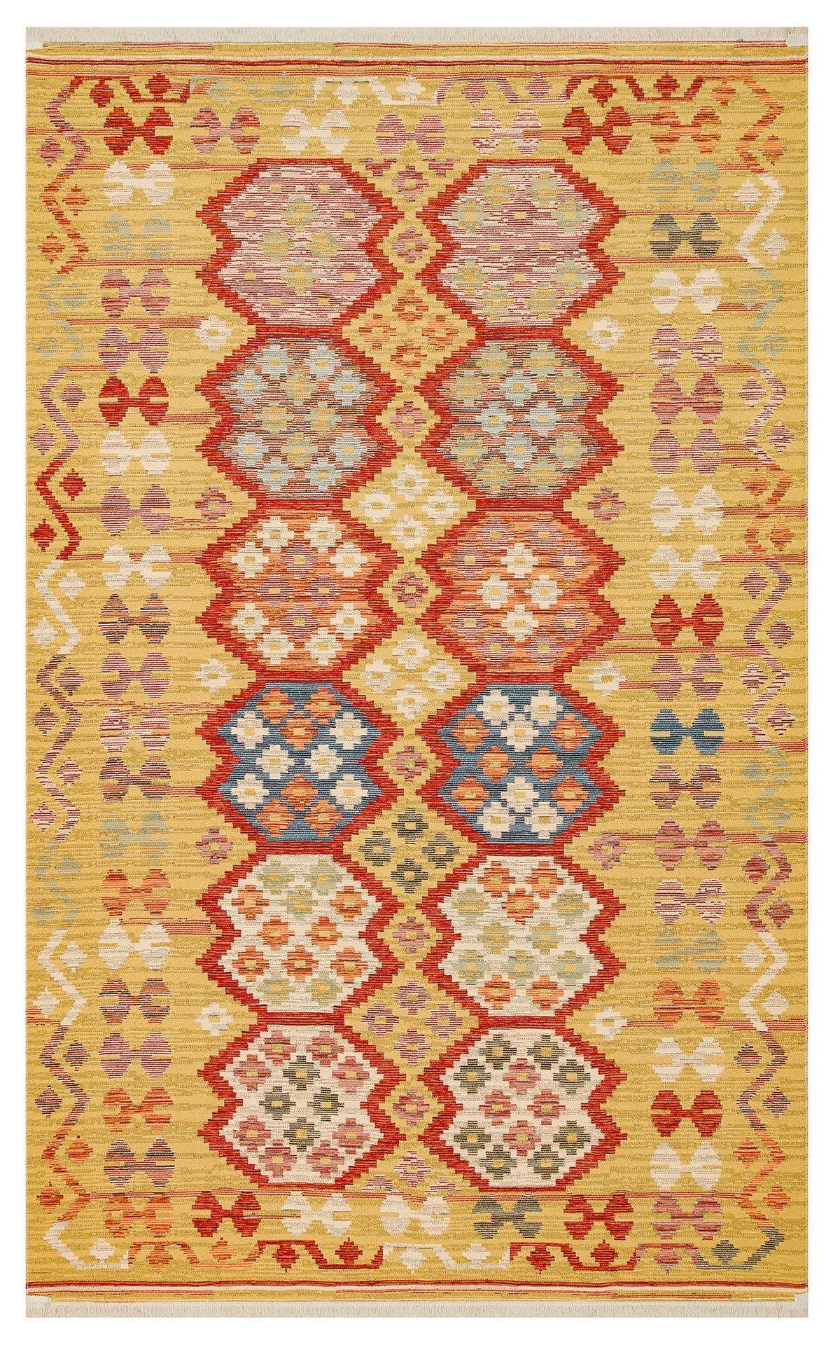 NOMAD NMD 03 RED Yıkanabilir, Çift Taraflı Kullanıma Uygun Yumuşak Tuşeli Otantik Kilim - HALI VAGONU