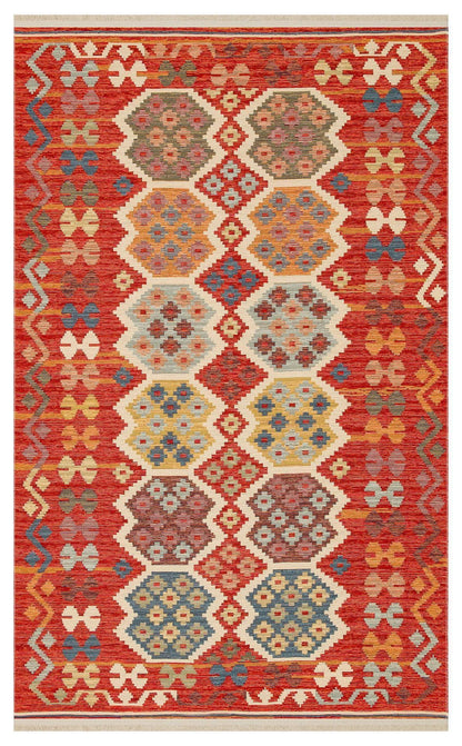NOMAD NMD 03 RED Yıkanabilir, Çift Taraflı Kullanıma Uygun Yumuşak Tuşeli Otantik Kilim - HALI VAGONU