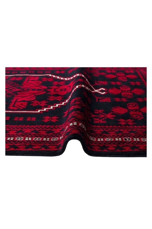 Nostaljı 956 Blue Afgan/yağcıbedir Desenli El Emeği Ile Özel Tezgahlarda Üretilen Bambu Uşak Halı - HALI VAGONU