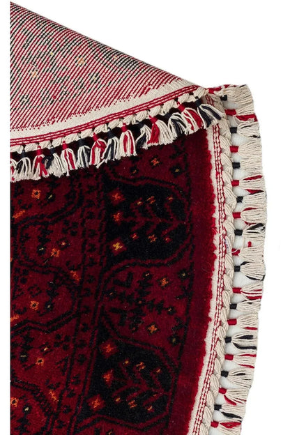 NOSTALJI 959 RED Q Afgan/Yağcıbedir Desenli El Emeği Özel Tezgahlarda Üretilen Modern Uşak Halısı - HALI VAGONU