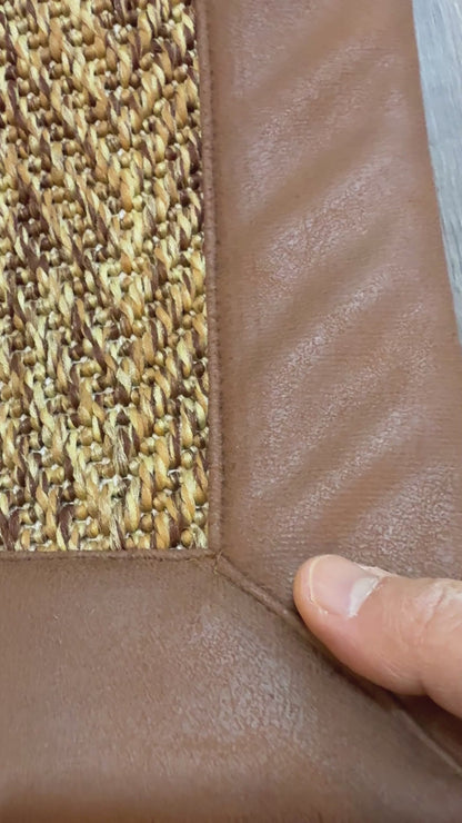 Himalaya Kahve Deri Bordürlü 665 Kahve Sisal Halı - El Yapımı, Dayanıklı, Modern Tasarım - HVHB34