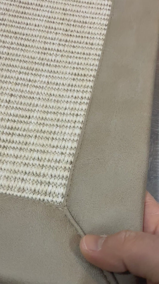 Himalaya Bej Deri Bordürlü 663 Krem Sisal Halı - El Yapımı, Dayanıklı, Modern Tasarım - HVHB33