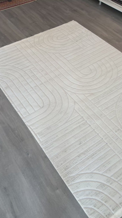 Halı Vagonu Zen Koleksiyonu ZEN-S100 Krem İnce Yıkanabilir Kaymaz Tabanlı Makine Halısı