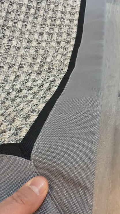 Himalaya 667 Gri Siyah Çift Renk Kumaş Bordürlü Sisal Halı - El Yapımı, Dayanıklı, Modern Tasarım - HVHB31