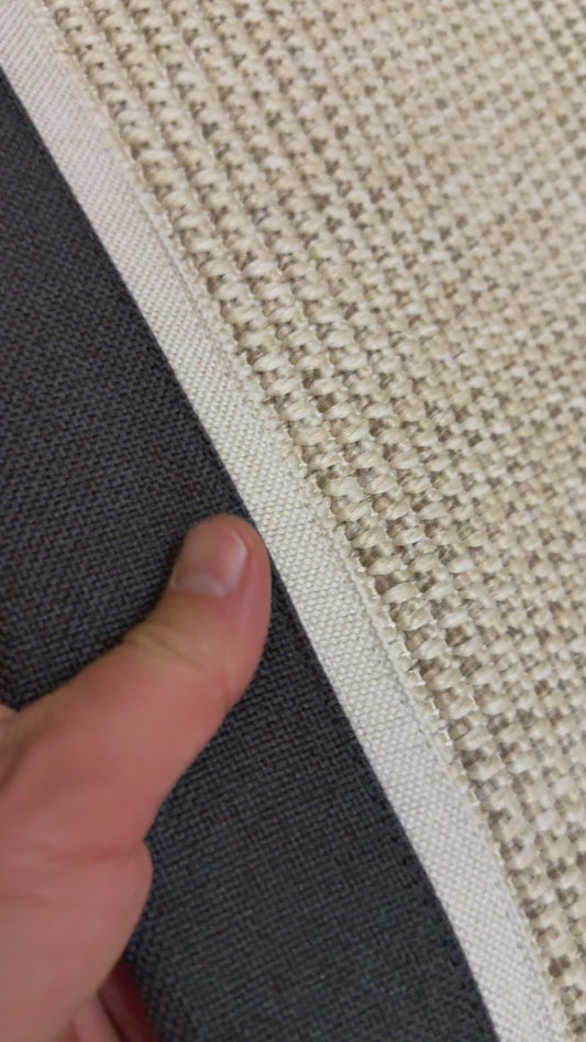 Antrasit Krem Çift Renk Kumaş Bordürlü 664 Krem Sisal Halı - El Yapımı, Dayanıklı, Modern Tasarım - HVHB21