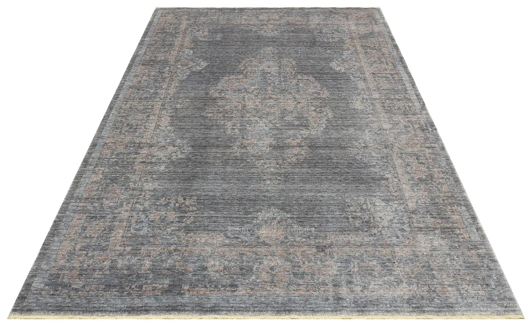 TAFTAN TF 04 DARK GREY BRONZE Pakistan Overdyed Tarzı Özel Hav Vermeyen ve El Emeği ile Özel Tezgahlarda Üretilen Uşak Halısı - HALI VAGONU